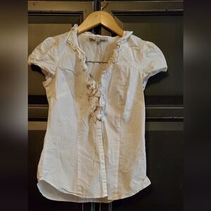 Ann Taylor Loft Ruffled Cap Sleeve Blouse